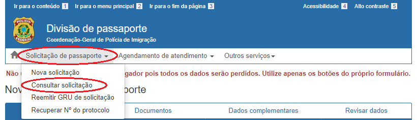 site da PRF para solicitar passaporte